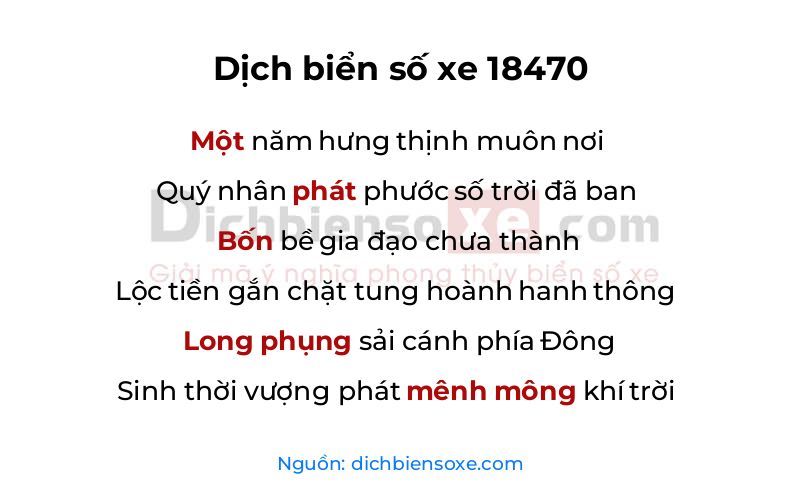 Dịch thơ biển số 18470