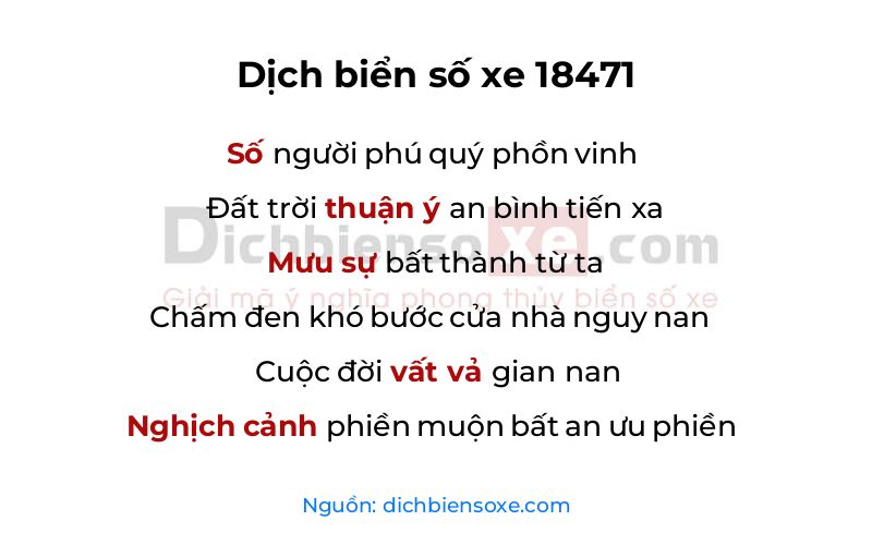 Dịch thơ biển số 18471