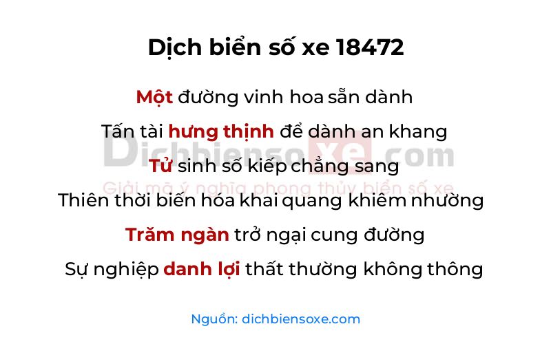 Dịch thơ biển số 18472