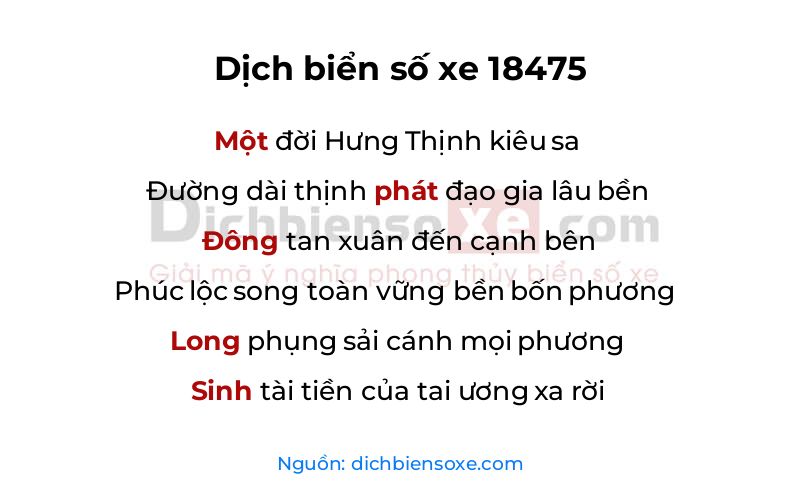 Dịch thơ biển số 18475