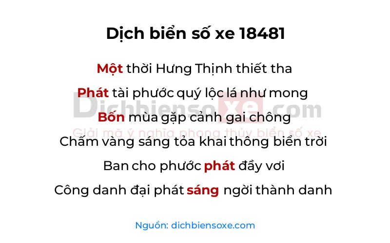 Dịch thơ biển số 18481