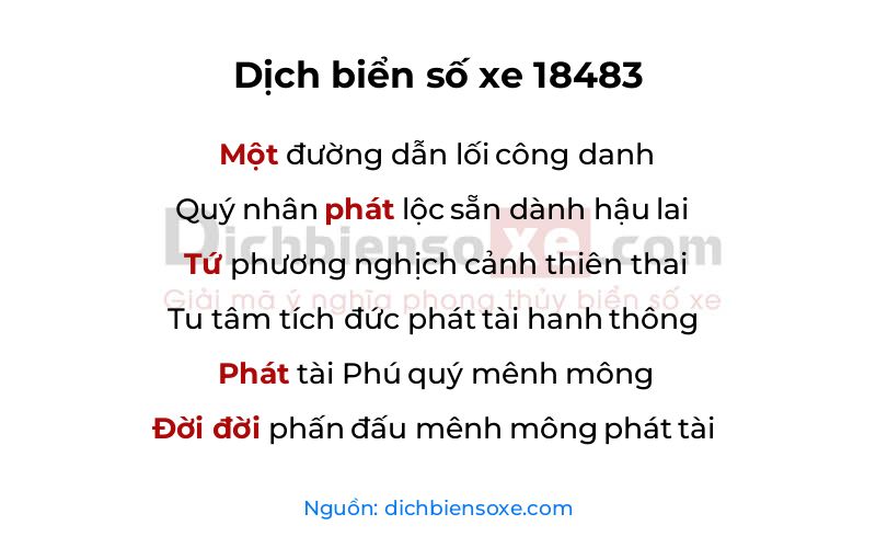 Dịch thơ biển số 18483