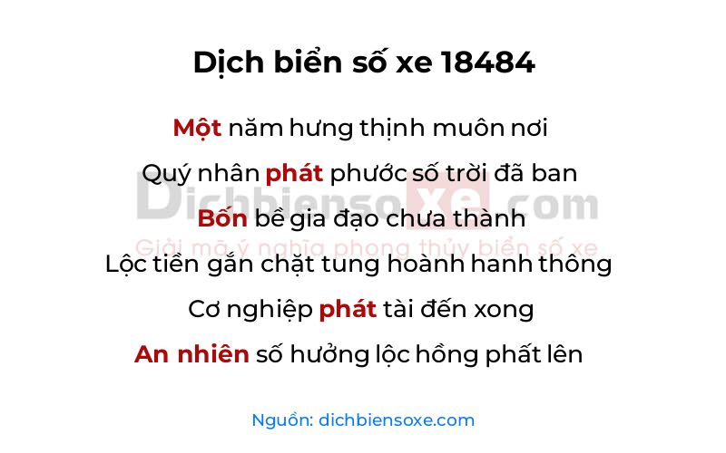 Dịch thơ biển số 18484