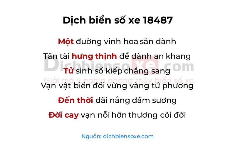 Dịch thơ biển số 18487