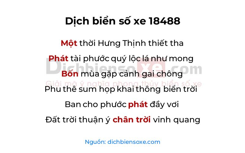 Dịch thơ biển số 18488