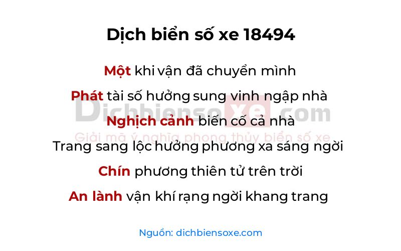 Dịch thơ biển số 18494