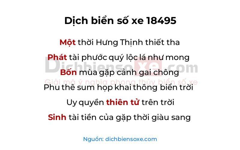 Dịch thơ biển số 18495