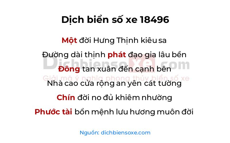 Dịch thơ biển số 18496