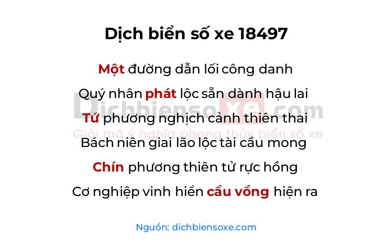 Dịch thơ biển số 18497