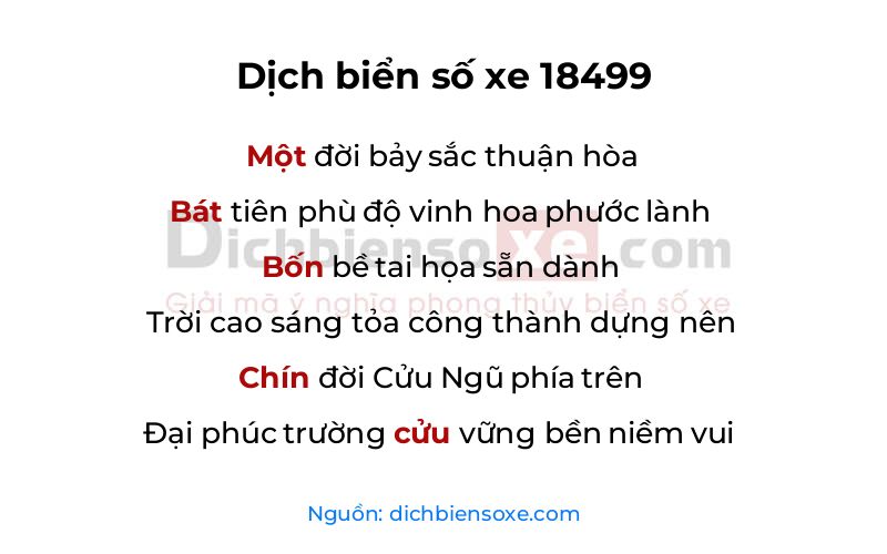 Dịch thơ biển số 18499