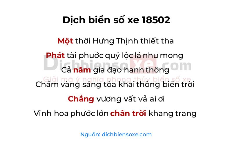 Dịch thơ biển số 18502