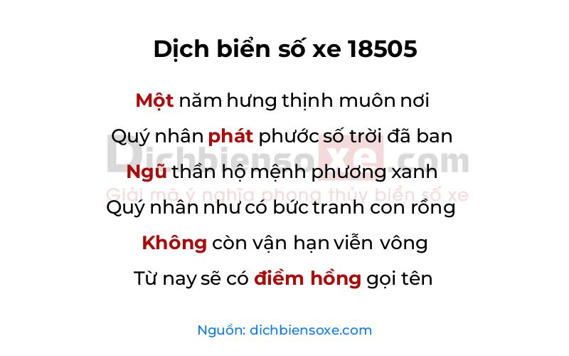 Dịch thơ biển số 18505