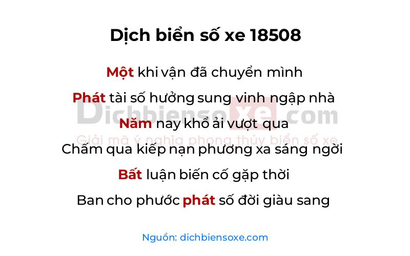 Dịch thơ biển số 18508