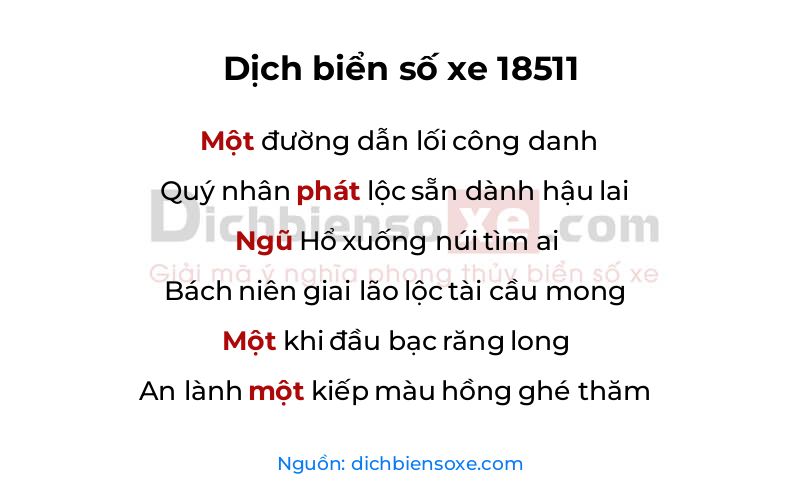 Dịch thơ biển số 18511