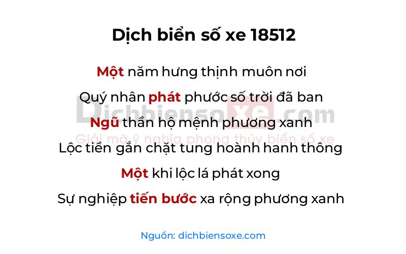 Dịch thơ biển số 18512