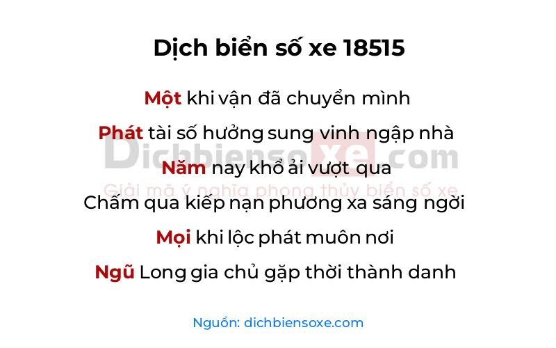 Dịch thơ biển số 18515