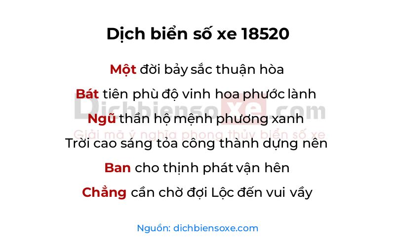 Dịch thơ biển số 18520