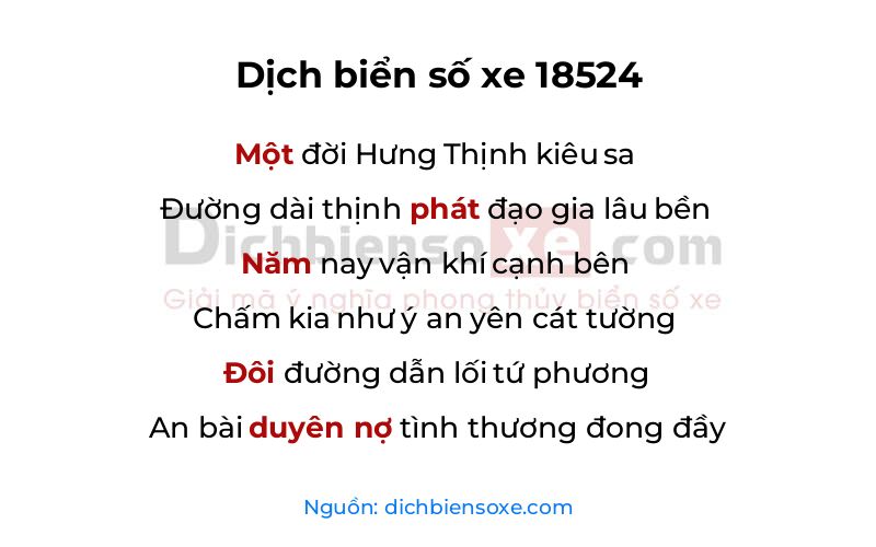 Dịch thơ biển số 18524