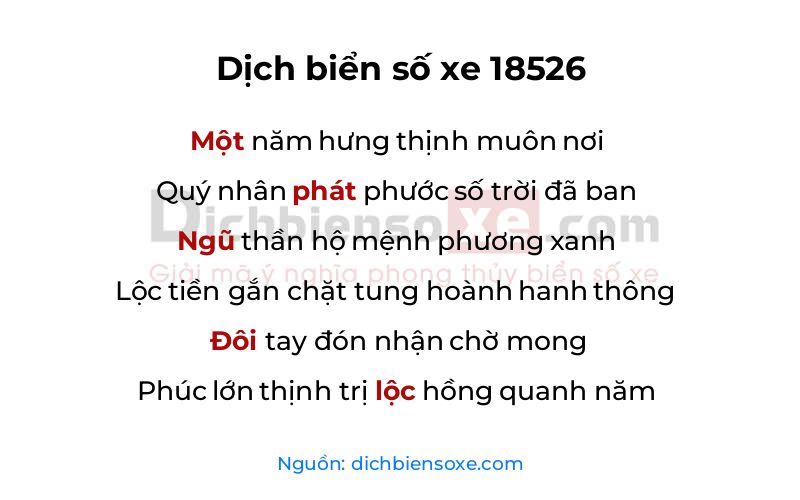 Dịch thơ biển số 18526