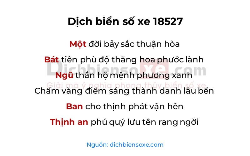 Dịch thơ biển số 18527