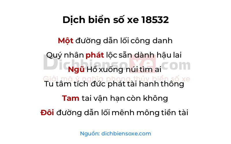 Dịch thơ biển số 18532