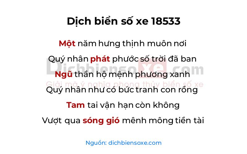 Dịch thơ biển số 18533