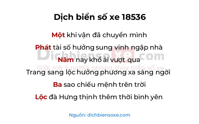 Dịch thơ biển số 18536