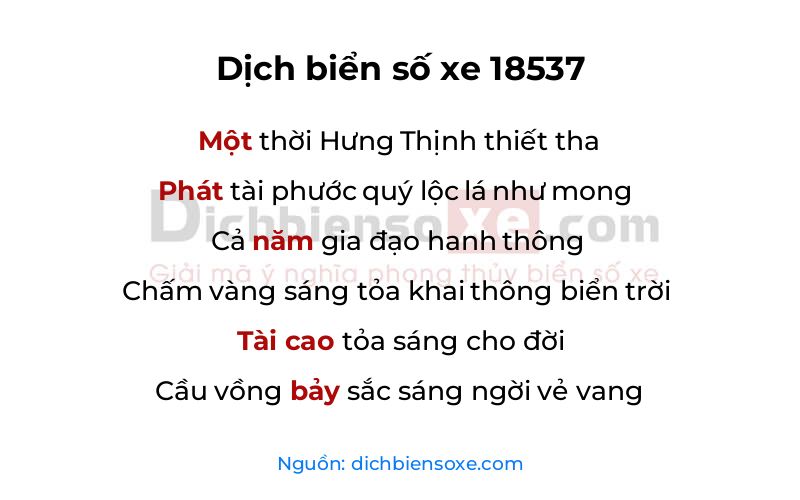 Dịch thơ biển số 18537