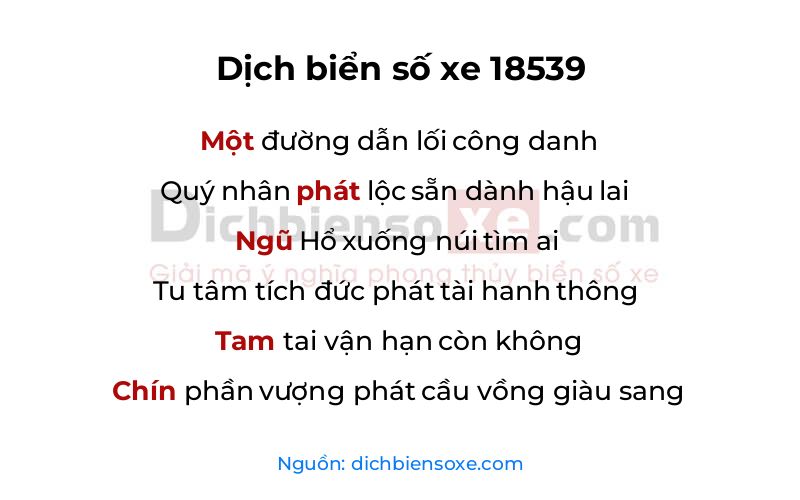 Dịch thơ biển số 18539