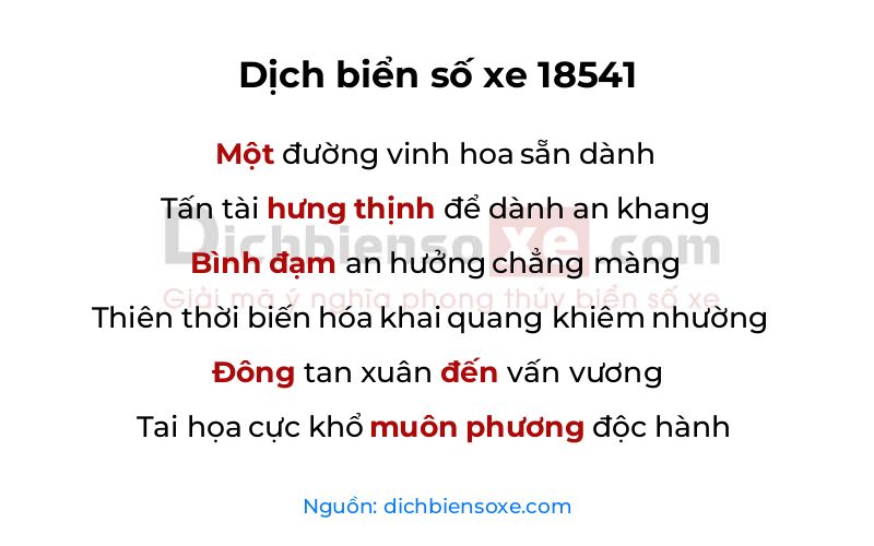 Dịch thơ biển số 18541