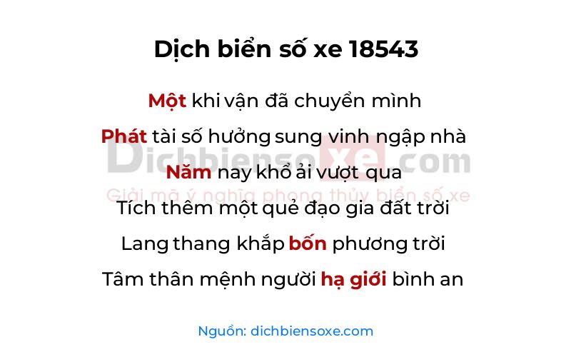 Dịch thơ biển số 18543