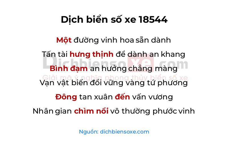Dịch thơ biển số 18544
