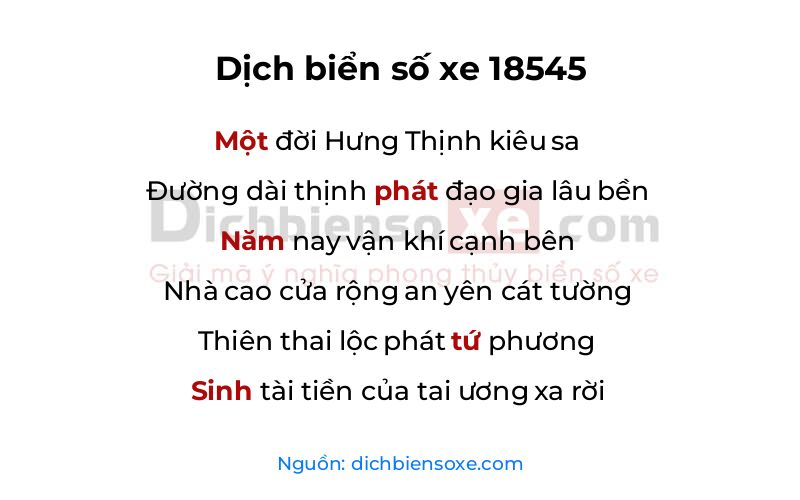 Dịch thơ biển số 18545