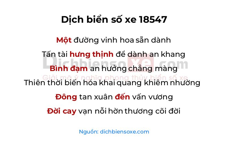 Dịch thơ biển số 18547