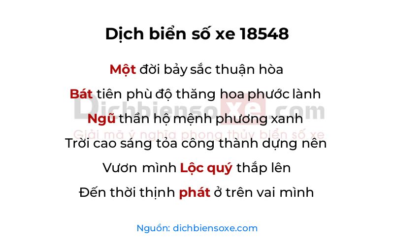 Dịch thơ biển số 18548