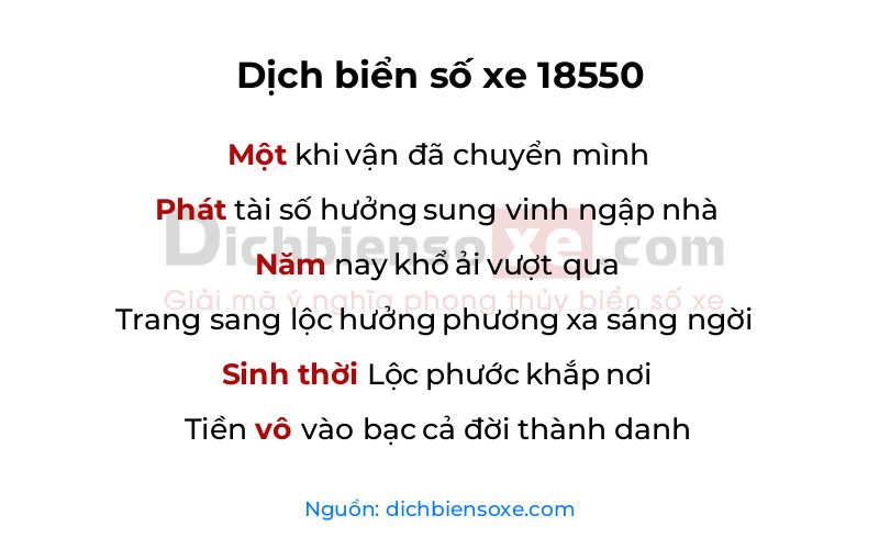 Dịch thơ biển số 18550