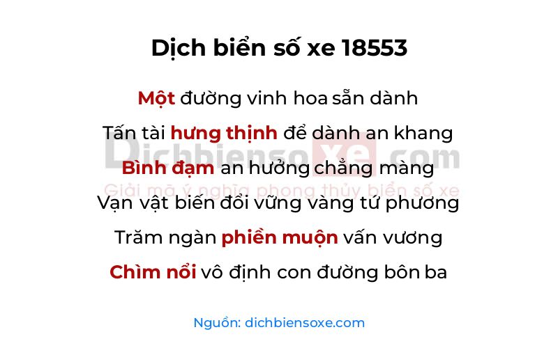 Dịch thơ biển số 18553