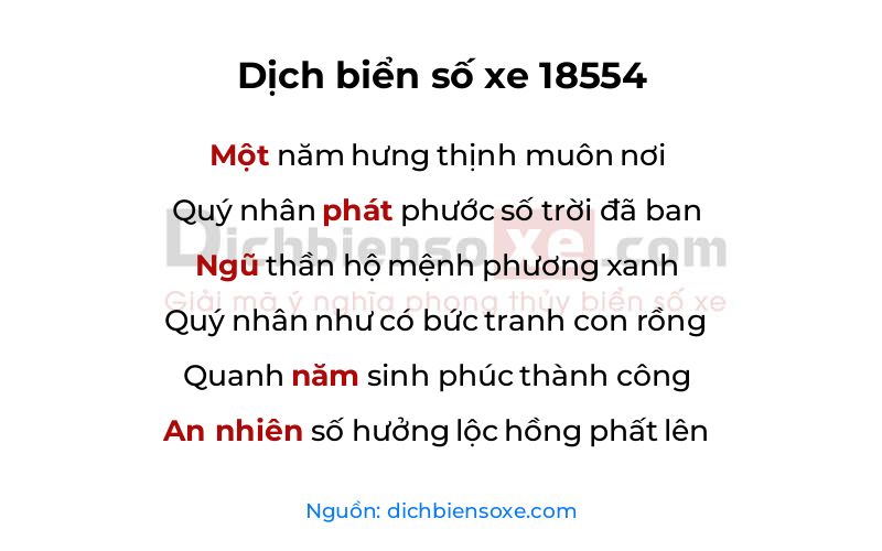 Dịch thơ biển số 18554