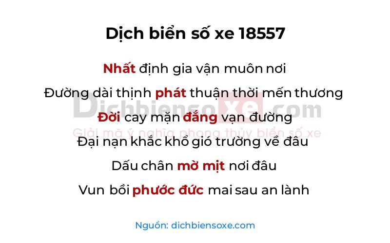 Dịch thơ biển số 18557