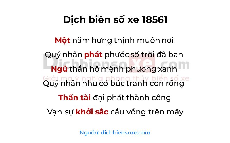 Dịch thơ biển số 18561