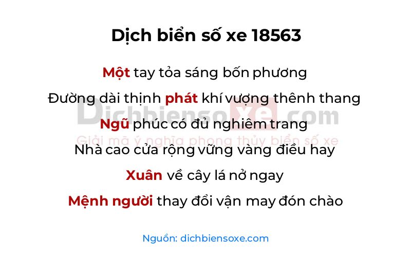 Dịch thơ biển số 18563