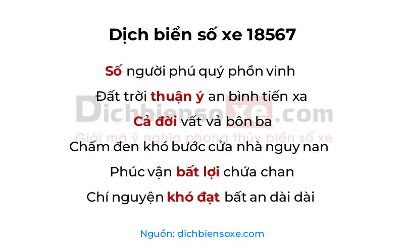 Dịch thơ biển số 18567