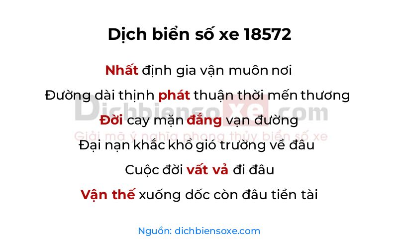 Dịch thơ biển số 18572