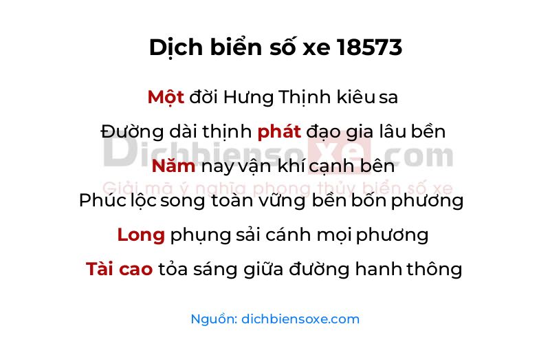 Dịch thơ biển số 18573