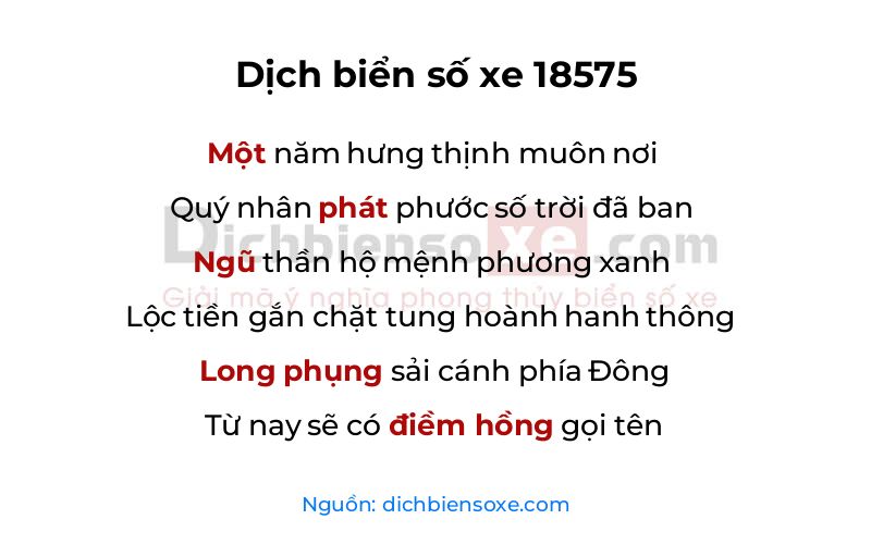 Dịch thơ biển số 18575