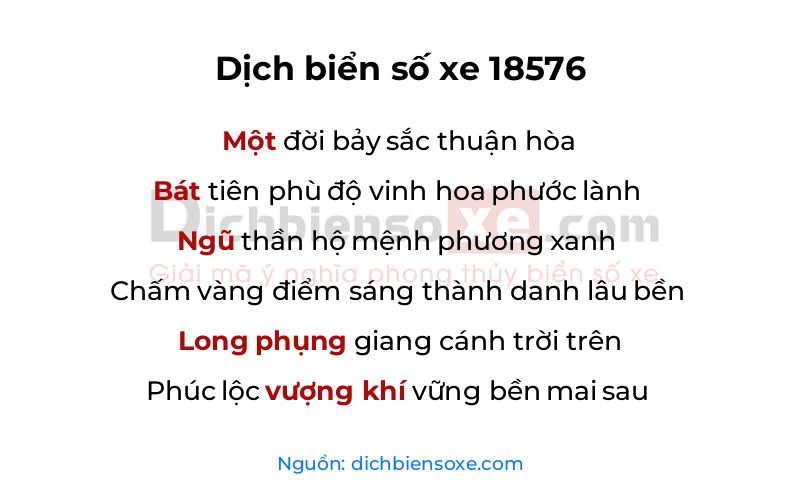 Dịch thơ biển số 18576