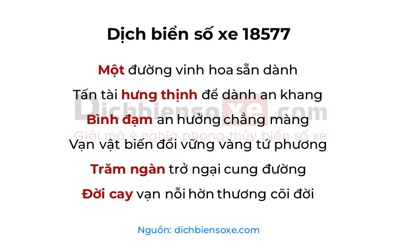 Dịch thơ biển số 18577