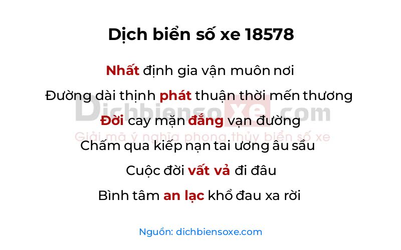 Dịch thơ biển số 18578