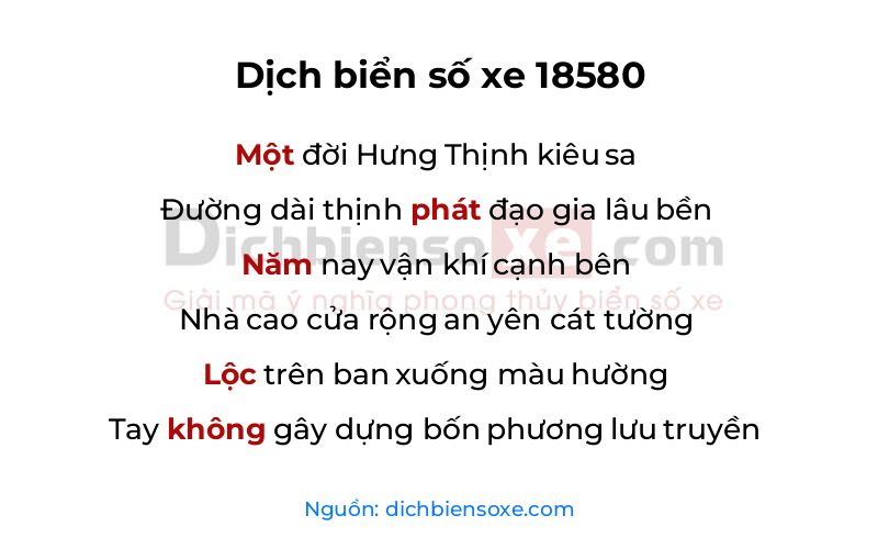 Dịch thơ biển số 18580