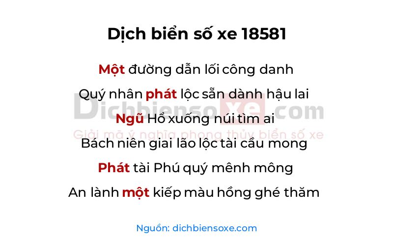 Dịch thơ biển số 18581